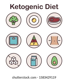 Ketogenic Diet. Vector Icon Set