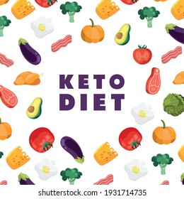 ketogenic food pattern and lettering