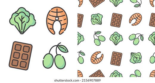 Ketogenic food vector seamless pattern, sketch. Healthy keto food - fats, proteins and carbs on endless vector pattern. Seamless Background with Low carbs keto diet food objects. Keto seamless pattern - Powered by Shutterstock - Get 15% off with code: PIKWIZARD15