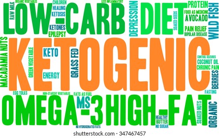 Ketogenic word cloud on a white background. 