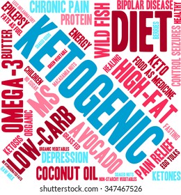 Ketogenic word cloud on a white background. 