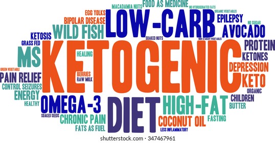 Ketogenic word cloud on a white background. 