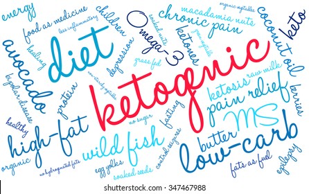 Ketogenic word cloud on a white background. 