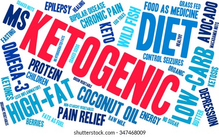 Ketogenic word cloud on a white background. 