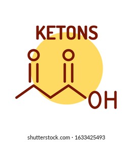 Ketone bodies color line icon. Water-soluble molecules containing the ketone group that are produced by the liver from fatty acids during periods of low food intake.