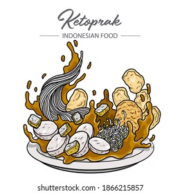 Ketoprak is a vegetarian dish from Jakarta, Indonesia, consisting of tofu, vegetables, rice cake, and rice vermicelli served in peanut sauce.