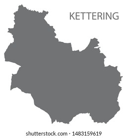 Kettering grey district map of East Midlands England UK
