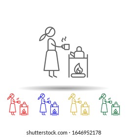 Icono de estilo "Kettle" de aventura multicolor. Línea delgada simple, contorno vectorial de iconos de aventura para ui y ux, sitio web o aplicación móvil