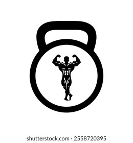 Kettle ball and fitness freak logo vector.