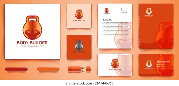 kettle ball and muscle logo and business branding template Designs Inspiration Isolated on White Background