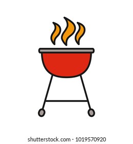 Kettle barbecue grill color icon. Isolated vector illustration