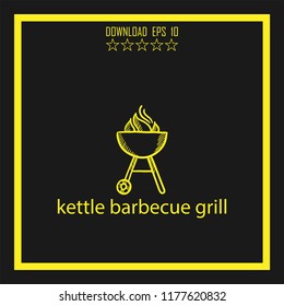 kettle barbecue grill sketch vector icon