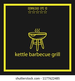 kettle barbecue grill sketch vector icon