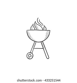 Kettle barbecue grill vector sketch icon isolated on background. Hand drawn Kettle barbecue grill icon. Kettle barbecue grill sketch icon for infographic, website or app.