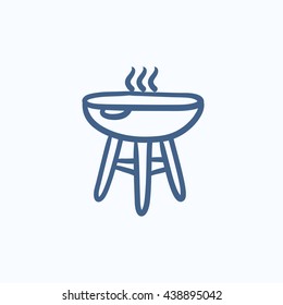 Kettle barbecue grill vector sketch icon isolated on background. Hand drawn Kettle barbecue grill icon. Kettle barbecue grill sketch icon for infographic, website or app.