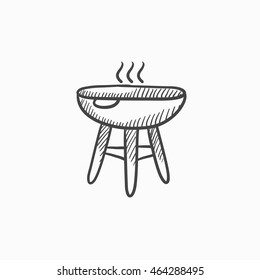 Kettle barbecue grill vector sketch icon isolated on background. Hand drawn Kettle barbecue grill icon. Kettle barbecue grill sketch icon for infographic, website or app.