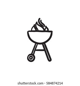 Kettle barbecue grill vector sketch icon isolated on background. Hand drawn Kettle barbecue grill icon. Kettle barbecue grill sketch icon for infographic, website or app.