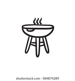 Icono de boceto de parrillada de Kettle parrilla parrilla aislado en el fondo. Dibujó a mano el icono de la parrilla de Kettle barbacoa. Icono de boceto de parrilladas de Kettle parrilla para infografía, sitio web o aplicación.