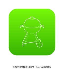 Kettle barbecue icon green vector isolated on white background