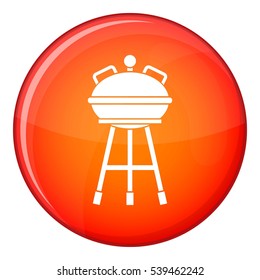 Kettle barbecue icon in red circle isolated on white background vector illustration