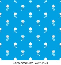 Kettle barbecue pattern repeat seamless in blue color for any design. Vector geometric illustration