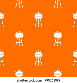 Kettle barbecue pattern repeat seamless in orange color for any design. Vector geometric illustration