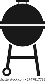 Kettle BBQ Grill Icon. Black Silhouette of Barbecue Grill. BBQ Grill Vector Illustration. Picnic and Camping Icon.