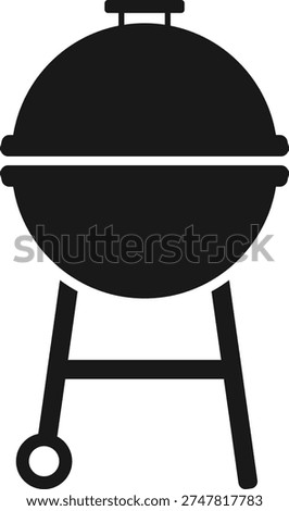 Kettle BBQ Grill Icon. Black Silhouette of Barbecue Grill. BBQ Grill Vector Illustration. Picnic and Camping Icon.