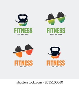 kettle bell and barbell logo for fitness