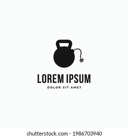 Kettle bell with boom illustration, Fitness gym logo icon sign symbol design concept. Vector illustration