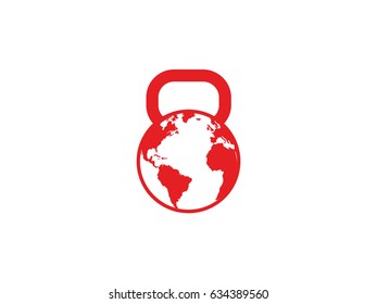 Kettle bell globe logo creative design