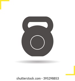 Kettle bell icon. Drop shadow kettlebell silhouette symbol. Bodybuilding and workout equipment. Vector isolated illustration