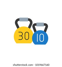 Kettle bell icon, flat design for sport logo