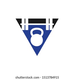 Kettle Bell Logo. Fitness Symbol. Triangle Vector Icon eps 10.