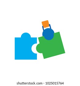 Kettle Bell Puzzle Logo Icon Design