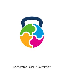 Kettle Bell Puzzle Logo Icon Design