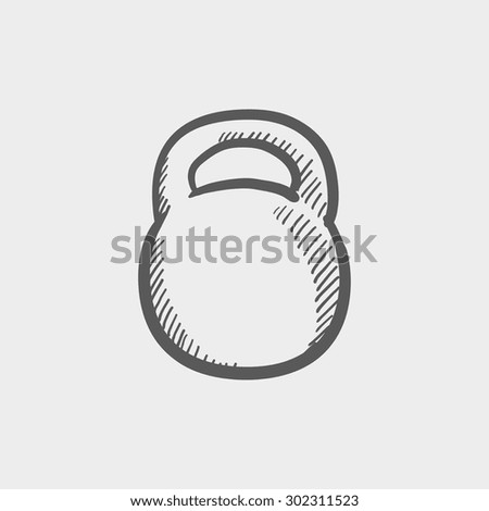 Kettle bell sketch icon for web and mobile. Hand drawn vector dark gray icon on light gray background.