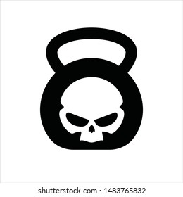 Kettle Bell and Skull Bone. Vector Icon and Logo.