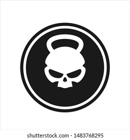 Kettle Bell and Skull Bone. Vector Icon and Logo.