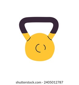 Kettle bell for strength training in gym. Kettlebell for weightlifting practices. Dumbbell, barbell, weight for powerlifting exercises. Sports equipment. Flat isolated vector illustration on white