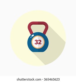 Kettle bells flat  icon with long shadow,eps10