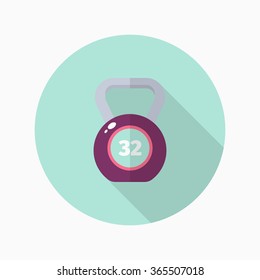 Kettle bells flat  icon with long shadow,eps10