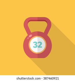 Kettle bells flat  icon with long shadow,eps10