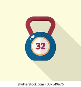 Kettle bells flat  icon with long shadow,eps10