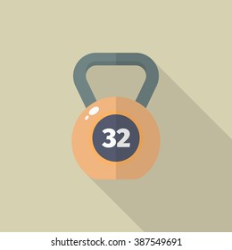 Kettle bells flat  icon with long shadow,eps10