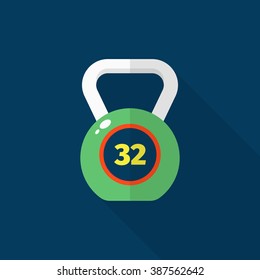Kettle bells flat  icon with long shadow,eps10