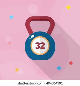 Kettle bells flat  icon with long shadow,eps10