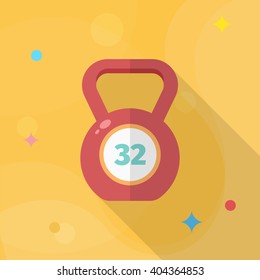 Kettle bells flat  icon with long shadow,eps10