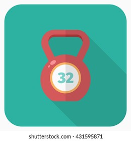 Kettle bells flat  icon with long shadow,eps10