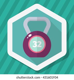 Kettle bells flat  icon with long shadow,eps10